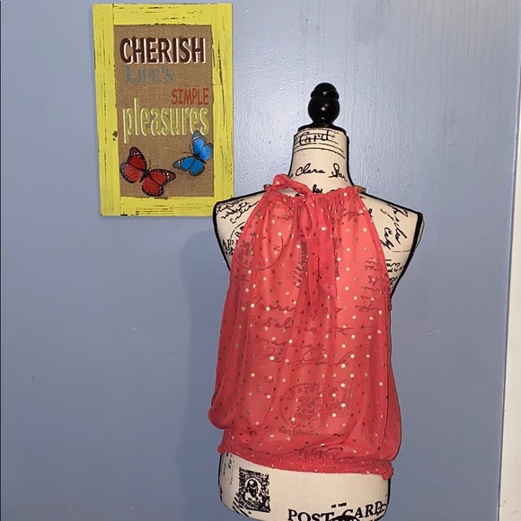 Dereck Heart-Tie-Back Polka Dot Sheer Shirt! - Picture 3 of 5